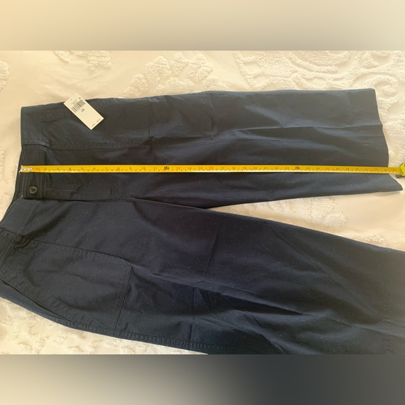 NWT Ralph Lauren Navy Cotton Wide-Leg Pants Front Zip Closure Size 12P - Picture 11 of 14